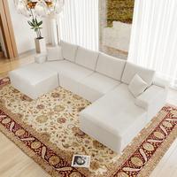 WHITE-131.9"L-shaped Righ Facing Chaise with ottom