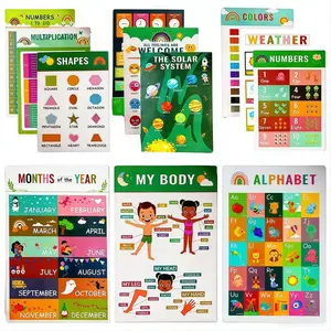Colorful Educational Posters Set of 12, Preschool Learning Charts (laminated), Ideal for Kindergarten, Enhances Learning Skills