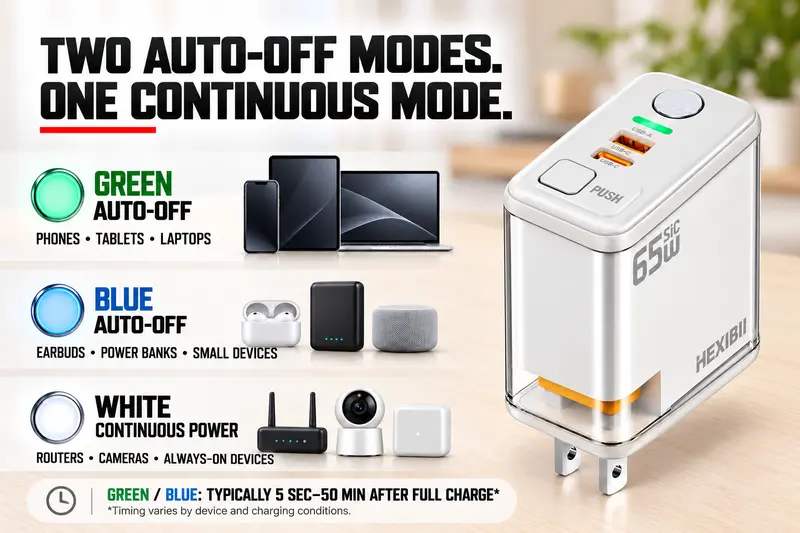 Two Auto-Off Modes. One Continuous Mode.