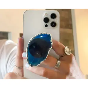 Silver-Plated Agate Phone Grip – Stylish and Functional Crystal Accessory