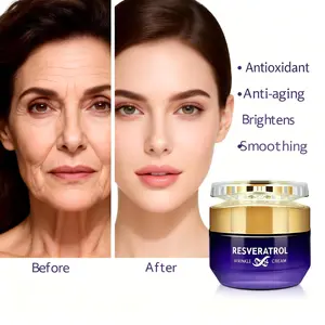 Resveratrol Anti-Wrinkle Face Cream, Hyaluronic Acid & Aloe Vera, Moisturizing Balm, Tightens Skin, Brightens Complexion, All Skin Types