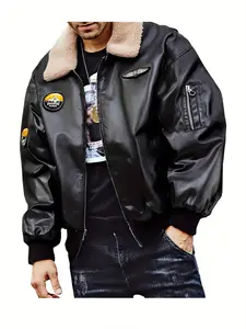 Men's Classic Faux Leather Biker Jacket - Windproof and Waterproof with Cotton Lining, Stylish and Cool for Biking, Skiing and Outdoor Activities Menswear Coats Puffa jacket