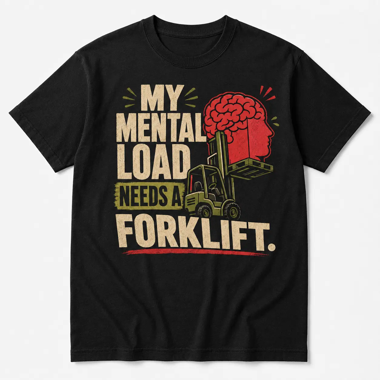 Mental Load Graphic Tee, USA Shipped 100% Cotton Funny Work Stress Shirt for Men Women