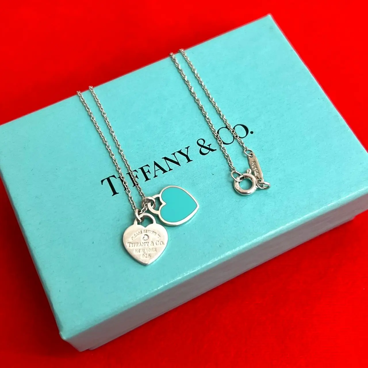 Pre-owned Tiffany & Co. Sterling Silver 925 (Ag925) Small Leather Goods Return to Tiffany Silver Necklace