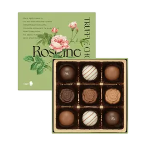 MARY'S Roseine Truffle Chocolate Gift Box 9pcs - Valentine's Day Limited Edition, Caramel Vanilla Hazelnut Black Tea Milk Assorted Flavors, Premium Gift for Her