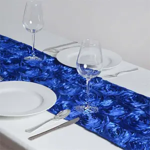 Rosette Satin Table Runner 14"x108" Royal Blue - Grandiose Fabric Table Decor