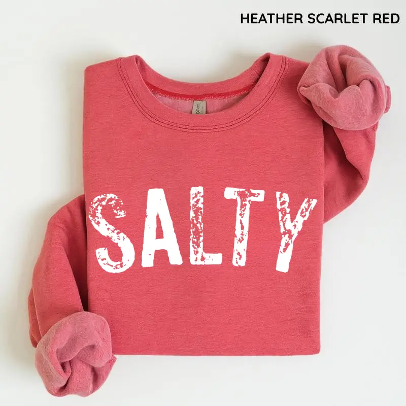 Salty Sweatshirt, Retro Beach Crewneck, Coastal Summer Graphic Pullover, Trendy Women's Beach Sweater, Seaside Aesthetic Top, Cute Vacation Outfit, Coastal Gift