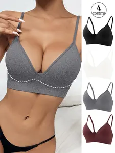 Women's Solid Wireless Push Up Bra, Comfortable Breathable Seamless Bra, Softness Lightweight Lingerie for All Seasons