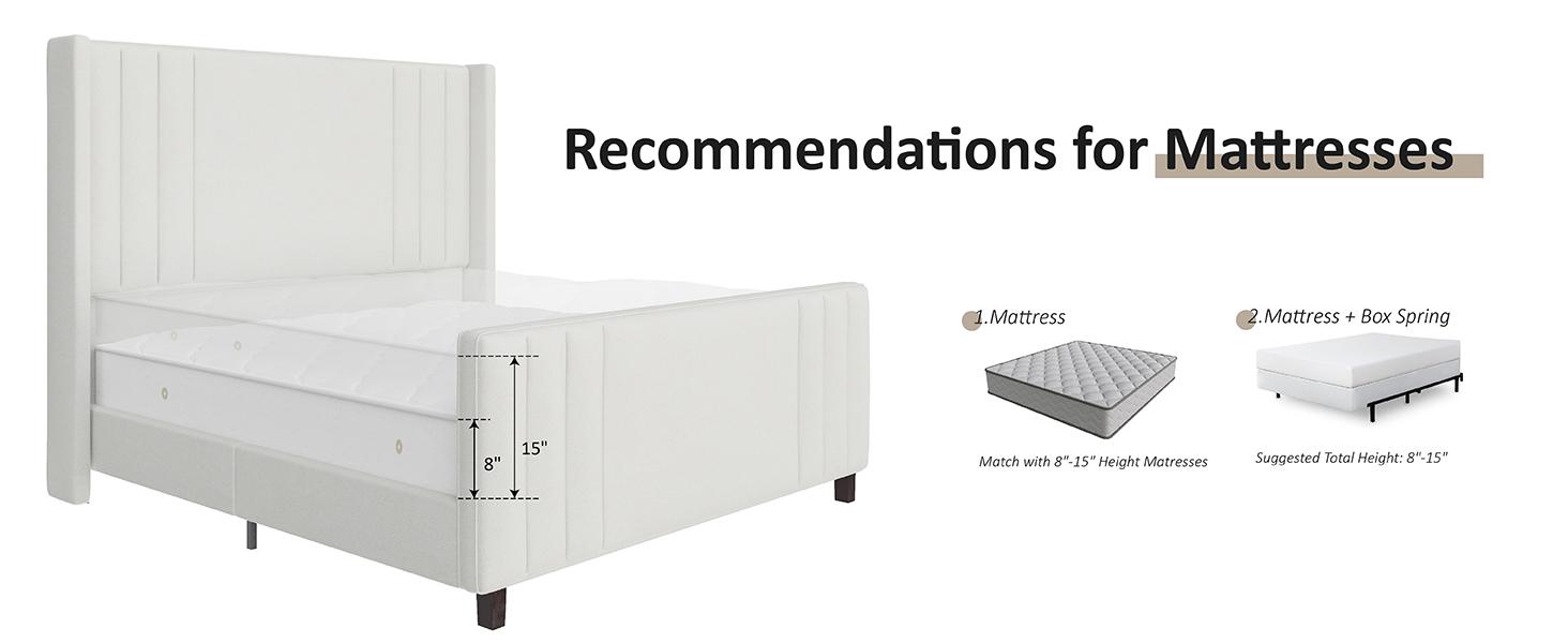 AMERLIFE Modern Bed Frame, Upholstered  Platform Bed with Vertical Channel Tufted Headboard & Footboard, Premium Velvet, Queen/King Size/Unique Bedroom Furniture/Best Gift Ideas/Christmas Gifts