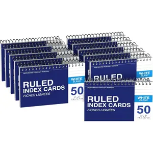Spiral Bound 3x5 White Index Card Book Spiral Flashcards White Note Cards (10 Pack)
