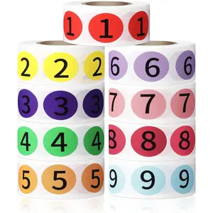4500 count 9 Roll Circle Number Sticker 1-9 Inventory Stickers 9 Colors Sticky Labels 1/2 Inch Package Sticker Roll with Black Number for Office Classroom Warehouse Organization