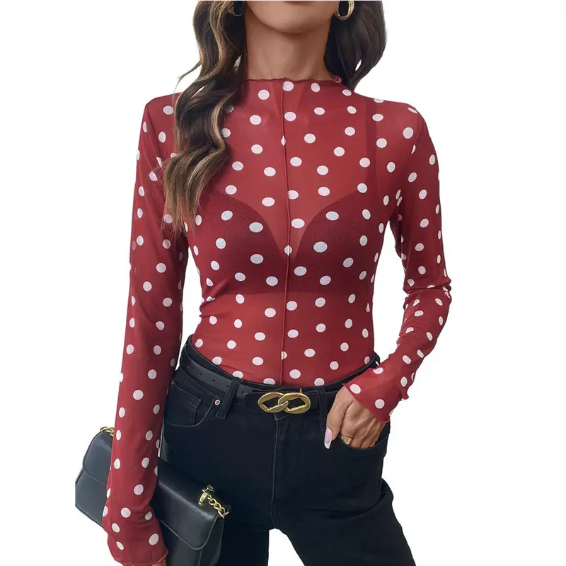sheer polka dot blouse - TikTok Shop