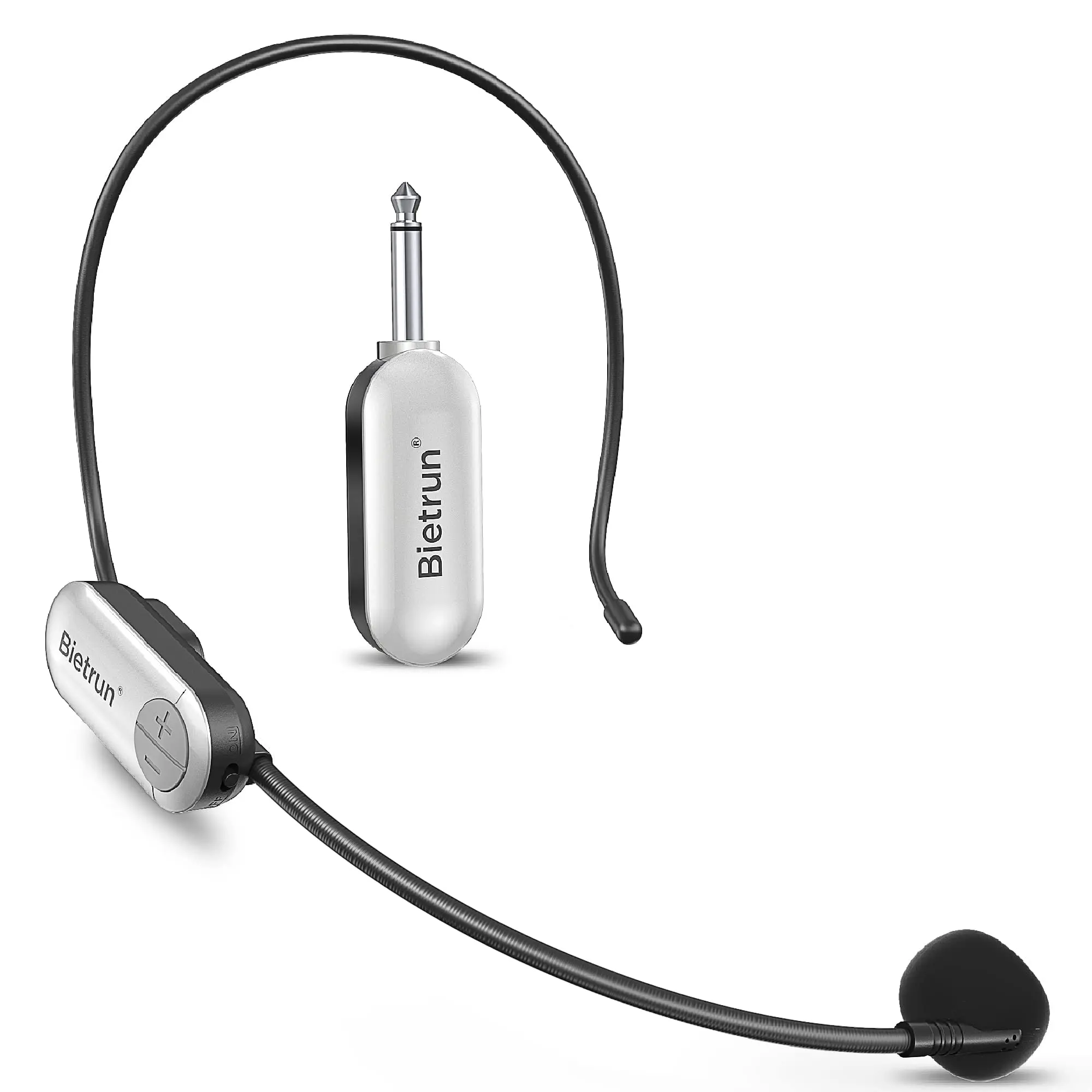 Bietrun UHF Band 2-in-1 Cordless Portable Condenser Microphone - Wireless Headset & Handheld, 165ft Range, 1/4'' Plug, 6H Working Time, Rechargeable Li-ion Charging Receiver, USB Connection, High-Sensitivity, for Karaoke, Amplifier, Audio Device