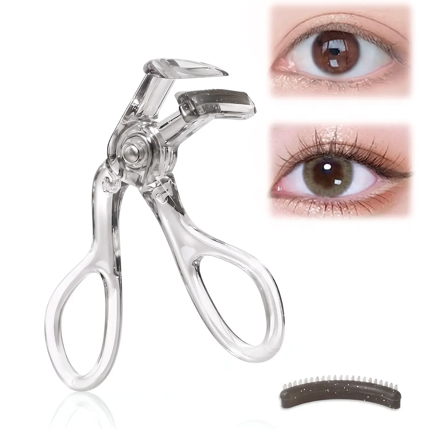 Professional Eyelash Curler with Comb & Refill Pads for Any Eye Shapes, Precision Curling Pinch-Free Tool, Wide Angle Natural Lift & Precision Root Curl for Perfect Lashes