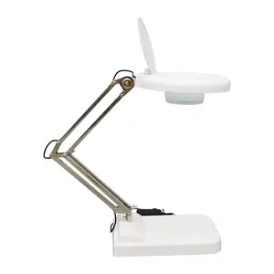 YOKOMA 20X Table Magnifier Light Amplification Table Lamp LED Brightness Adjust White Glass for Reading Working Workbench Circuit Board Test