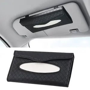 Car Sun Visor Tissue Holder Hanging Tissue Clip Holder Leather Tissue Dispenser for Car Clip-On Visor Mask Dispenser Premium Paper Towels Case for Vehicles Sun Visor Accessory