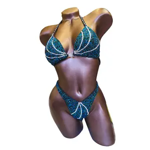 Deep Teal/Green Figure Competition Suit | Top 36B/32C / Bottom S | Ready to Ship