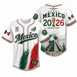 Mexico 2026 Baseball Jersey for Men Women, Premium Button Up Sports Shirt, Mexican Heritage Graphic Apparel, Casual Game Day Fan Jersey Top USA