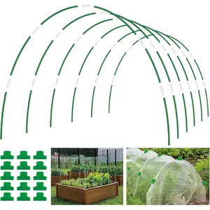 60 count Garden Hoops for Raised Beds, 8FT Rust-Free Fiberglass Greenhouse Hoops, DIY Frame Stake to Create Grow Tunnels,  Support Row Covers & Garden Netting, 40 count Clips