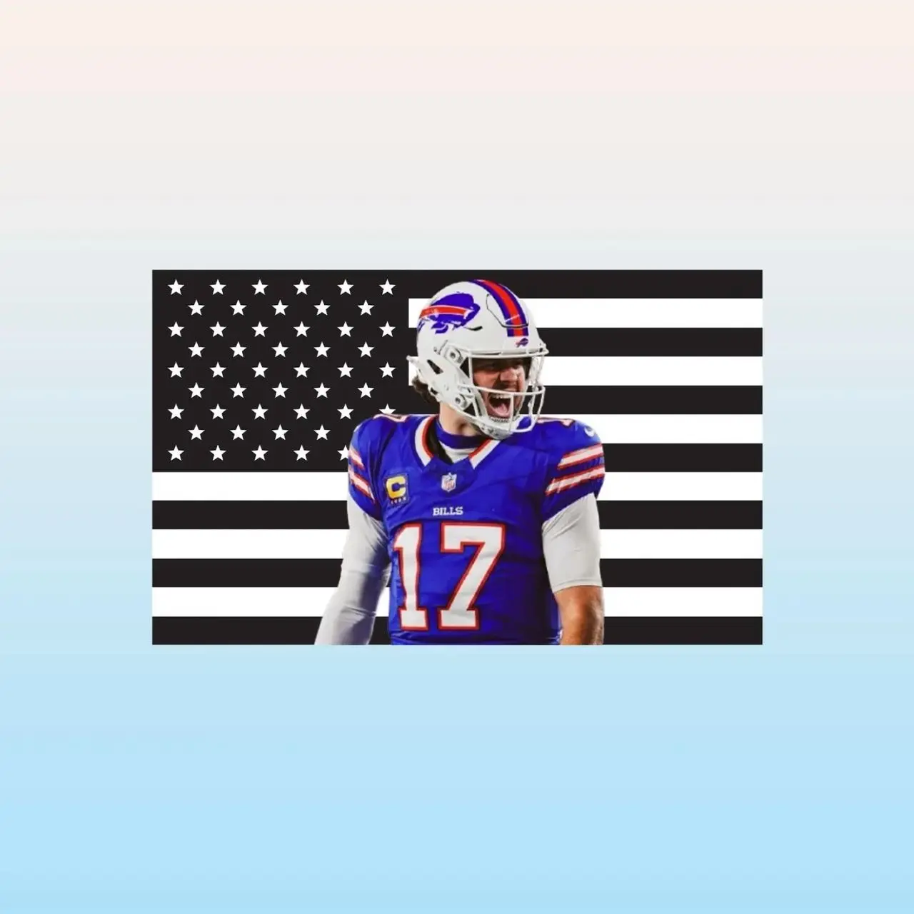 Josh Allen Black American Flag Tapestry – Football Star Wall Art | NFL Fan Decor | Aesthetic Black Flag | Sports Room Gift