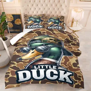 2/3 pieces Duck Hunter Green Camouflage Hunting Comforter Set Kids Black Brown Comforter for Boys Teens Camo Army Bedding Set Breathable Wild Room Decor include 1 Quilt and 1/2 pillowcase