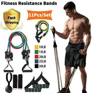 Fitness Rally 11-piece set Portable elastic rope Household tension belt Training fitness equipment Sports tension rope