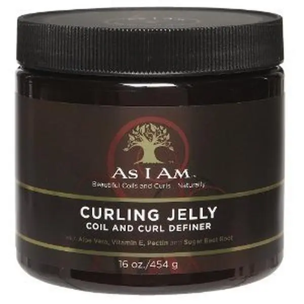 AS I AM Curling Jelly Haircare Gel - Pectin-Infused Moisturizer, Hydrating Natural Curls & Coil Definer, Detangler for Wash & Go Styling, Locks in Moisture, Reduces Shrinkage, Boosts Bouncy Hair, 16 oz