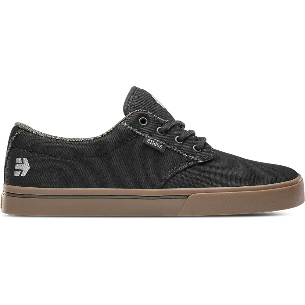 etnies Jameson 2 Eco Black/Charcoal/Gum Men's Casual Trainers - STI Comfort Level 1 Insole, Egg-Crate Midsole, Faux-Vulc Build, 20% Recycled Rubber Outsole, Vegan-Friendly, Skateboarder-Owned Brand, Sports Shoes, Walking Shoes, Skate Style, Water Resistan