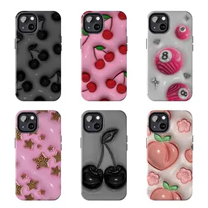 Tough iPhone Case, Unique Phone Cases For iPhone 8, X, 11, 12, 13, 14, 15 Pro Max, Mini, Plus, Cherry Phone Case, 8 Ball Phone Case