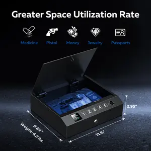 [Father's Day Best Gift] CTSAFEPRO Fingerprint Lock Box Quick Access Smart Safe 3 Unlock Modes LED Light Temperature Display Portable Security Box for Home Car and Travel