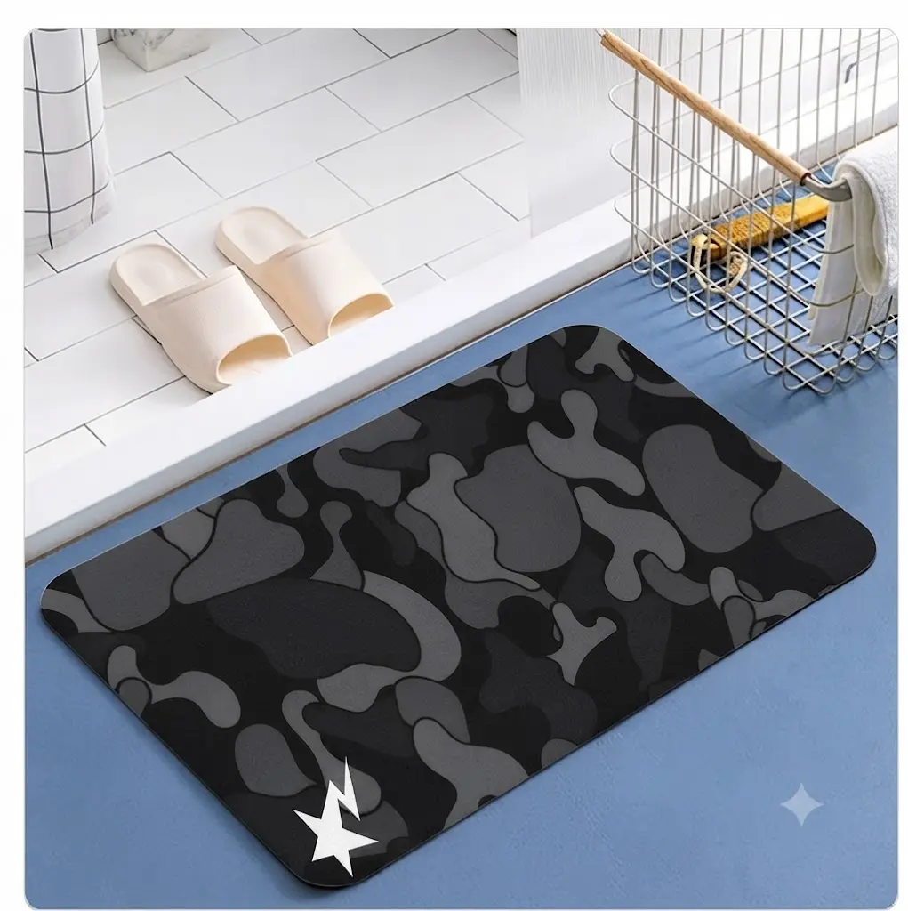 Black Camo Doormat Non Slip Welcome Door Mat Camouflage Entry Rug Indoor Outdoor Floor Mat Dirt Trapper Washable Home Decor Front Door Porch Patio Housewarming Gift Durable Low Profile Entryway Carpet