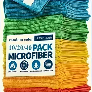 10/20/40 Piece Ultra-Fine Fiber Cleaning Towels - Super absorbent and quick-drying, with no residue, suitable for kitchens and cars. Can withstand 1200 washes, resistant to stains and presenting a mirror-like shine, durable and easy to clean.