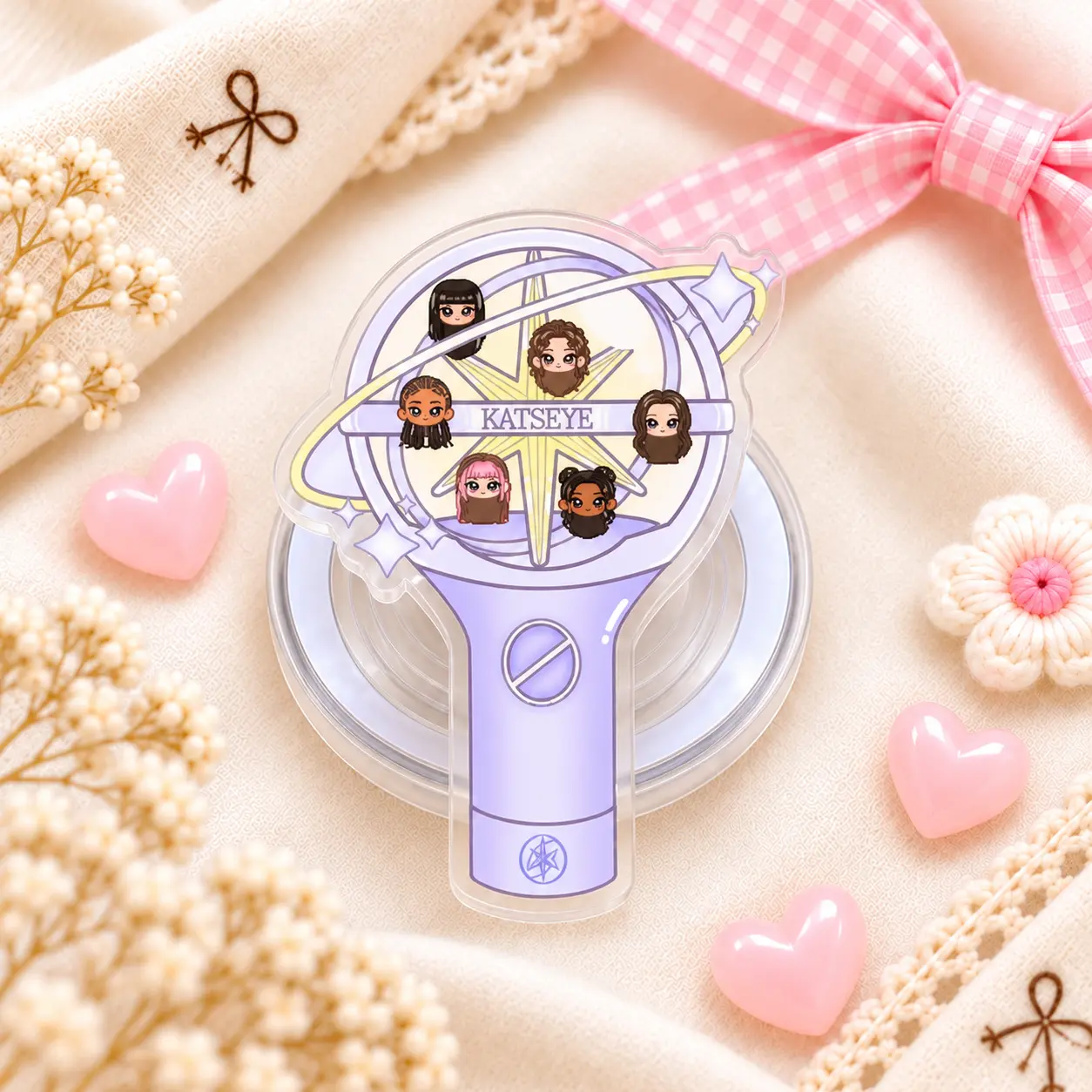 K-Pop Lightstick MagSafe Phone Grip – Cute Girl Group Inspired Acrylic Phone Holder with Foldable Kickstand, Concert Fan Accessory Gift for Teens