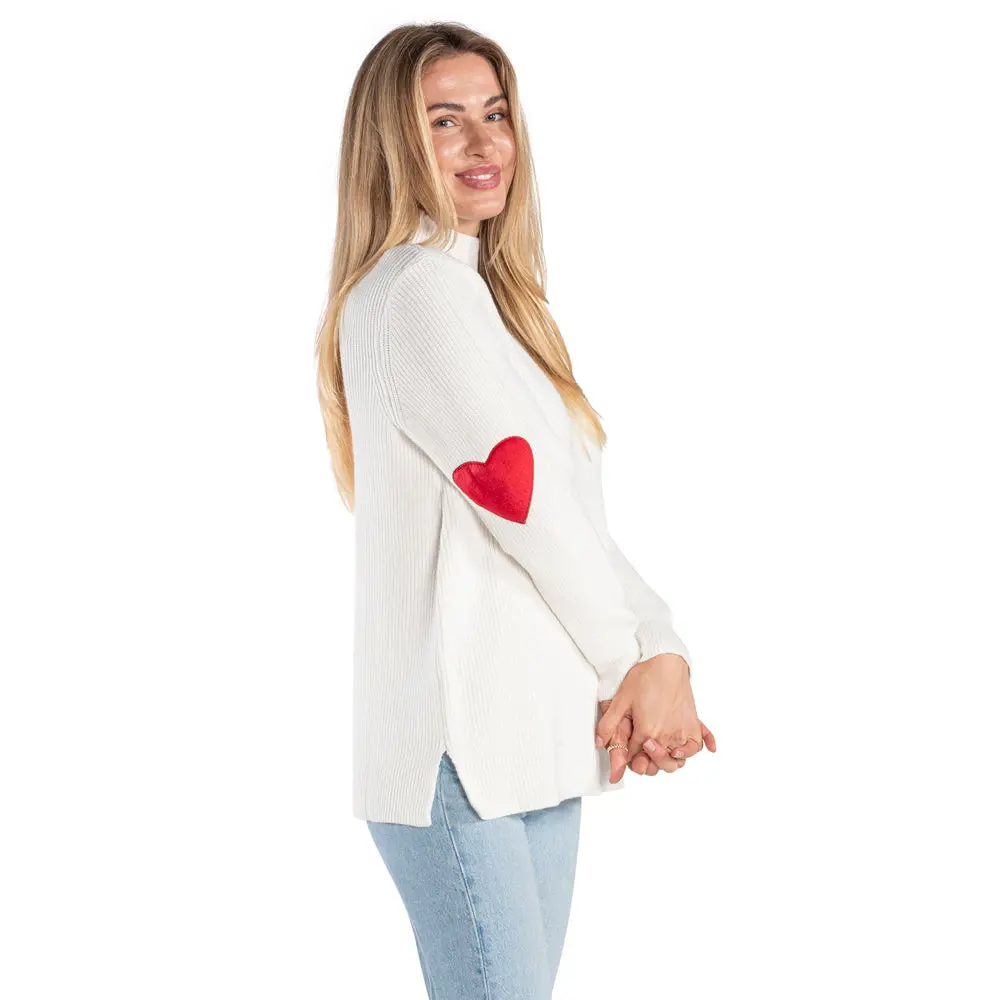 Hidden Hearts Mock Neck Sweater Casual Knit