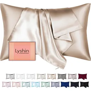 Mulberry Silk Pillow King Size with Hidden Zipper, and Soft Breathable Cooling Silk Pillowcase for Hair and Skin, Gifts for Men (Champagne, 20x36 Inches, 1 Pack)