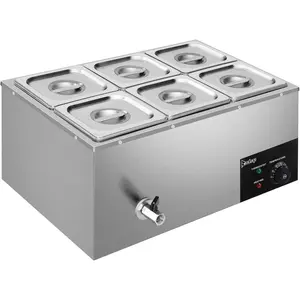ZOKOP 110V 6-Pan Commercial Food Warmer, 19QT Electric Steam Table 6 Inch Deep, 1200W Countertop Stainless Steel Food Soup Buffet w/Temperature Control & Lid for Catering, Restaurant, Party