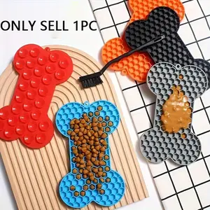 Anxiety Relief Licking Mat for Dogs, Bone Shape Slow Feeder Tray with Suction Cup, Suitable for Peanut Butter, Snacks & Dry Food, Pet Interactive Toy