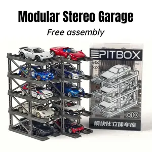 Modular 1:64 Scale Parking Garage Display - Expandable Multi-Level Rack for Model Cars | Dustproof Storage Cabinet & Collection Showcase Gift Diorama
