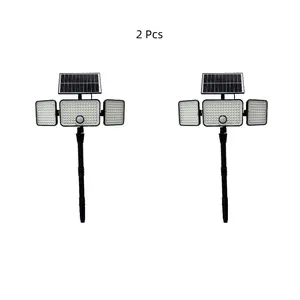 CTM Solar Outdoor Lights 3500LM 223LED Security Lights,270° Adjustable Solar Panel, 2 Installation Modes (Wall-Mounted/Ground-Staked)3 Heads  SpotLights with 3 Modes,IP65 Waterproof,Suitable for Yard, Garage, Porch, Pool,Garden,Barn,Patio,led lights