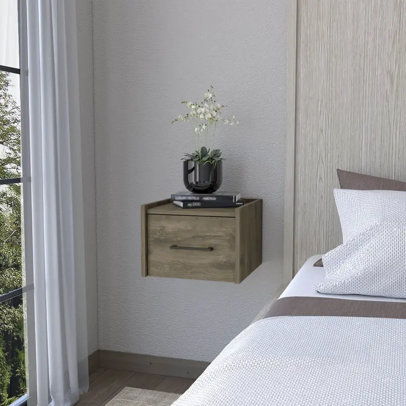 Elfrida Wall-Mounted Nightstand Sleek Single-Drawer Design with Spacious Top Shelf
