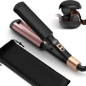 Dual Voltage Shallow Waver Curling Iron & Hair Crimper, Waver Curler, Adjustable Curling Wand - 5 Temp Adjustable (250°F-410°F), 30s Heat-Up, Tourmaline Barrel, Anti-Scald Protection, 1.02cm Barrel For Beach Waves & Curls, Includes Heat-Resistant Pouch