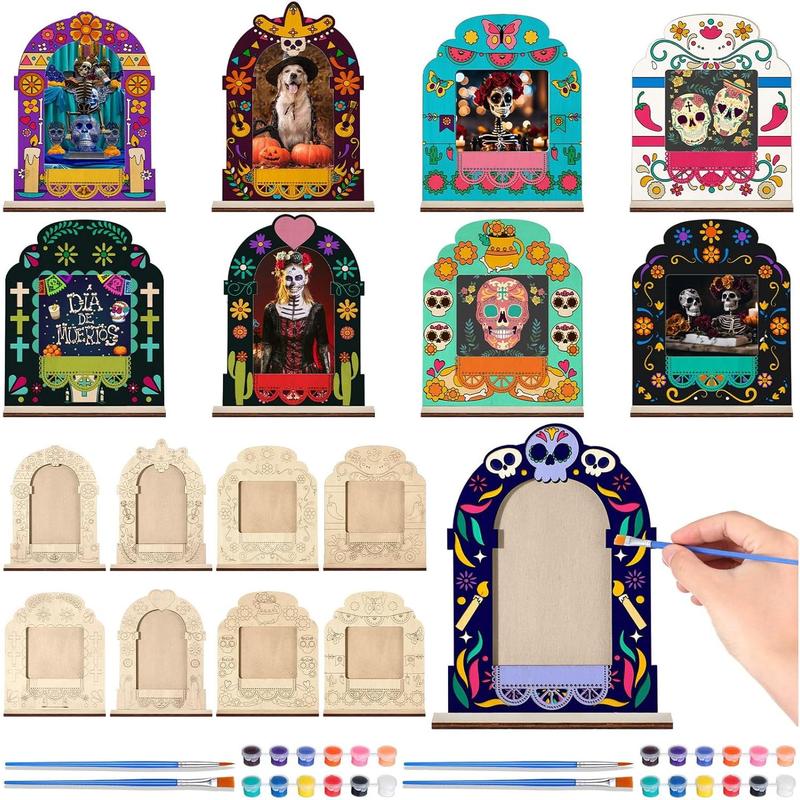 10 Pcs Dia De Muertos Picture Frame for Altar Ofrenda with Painting Set ...