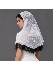 New Virgin Mary headscarf church headpiece lace hollow triangle scarf bridal veil shawl Lace Sheer Shawl Fashion Headscarf