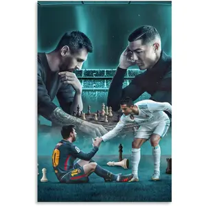 SANTX Lionel Poster Messi Cristiano Posters Ronaldo Canvas Poster And Bedroom Decor Posters For Room Aesthetic 16x24inch(40x60cm)