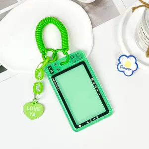 Acrylic Card Case Pendant Card Holder INS Kpop Photocard Holder Transparent Plug-in Card Case Keychain Photo Frame Badge Holder