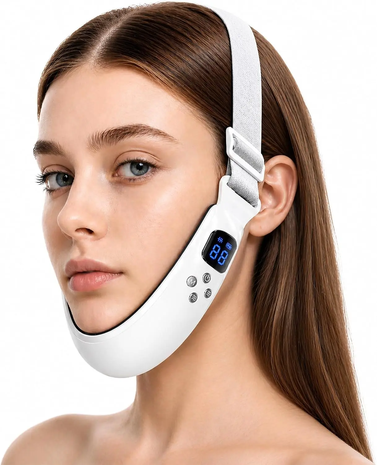 Electric Double Chin Reducer & V-Face Machine with 6 Modes and 12 Gear Adjustable Intensities - for Jawline Improve and Face Slimmer, Helps Obtain V-Line