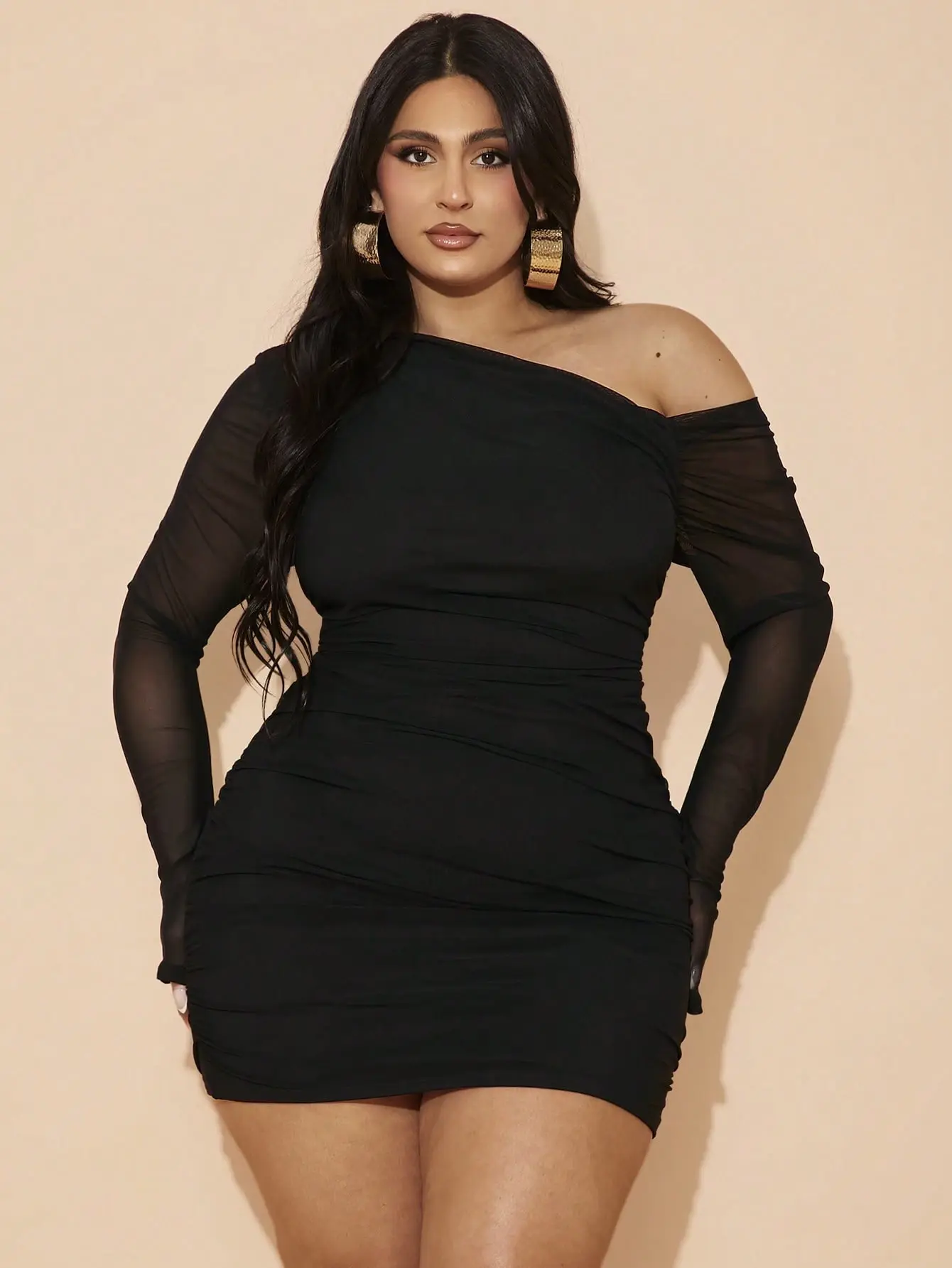 asymmetrical neck ruched bodycon dress Ruched Dress - Grey Mini Dress - Ruched Bodycon Dress
