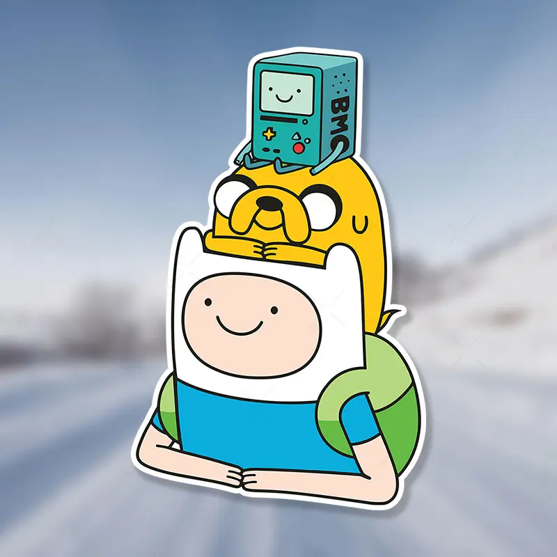 Adventure Time Vinyl Sticker - Matte Sticker for Vehicles, Laptops, Water Bottles, Etc. - Durable Cartoon Theme Car Accessories, Car Decorative Sticker, Car Decorations, Car Stickers, Stickers For Cars - Sticker Decals