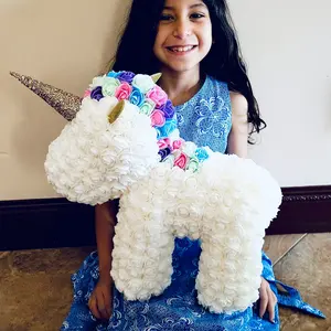 15inch Artificial Rose Unicorn, Flowers Happy Unicorn Party Decor for Wedding, Birthday, Friends, Girlfriend, Birthday Gifts Decorative Fruit