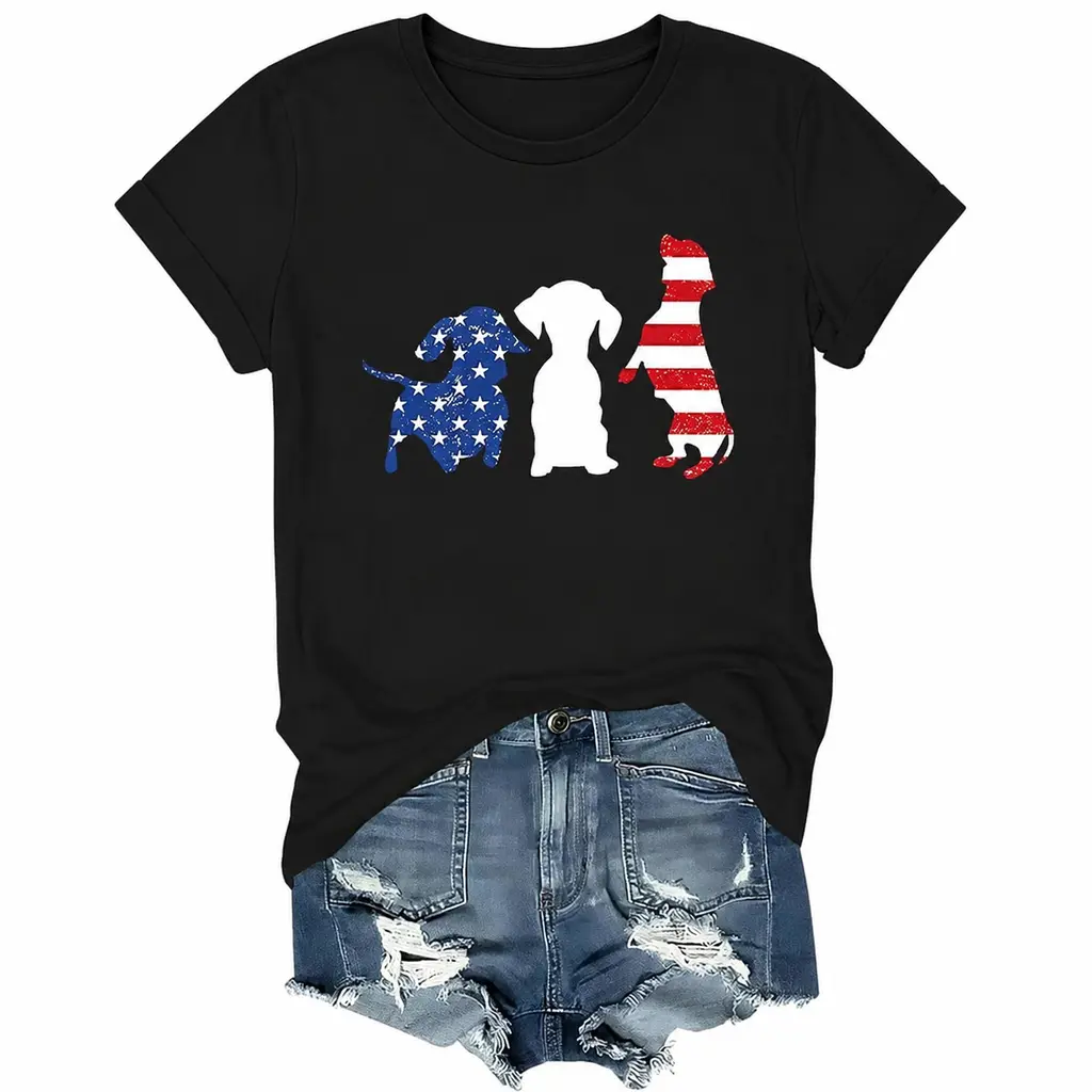 Funny Dachshund Graphic Tee for Women Cute Wiener Dog Print Soft Cotton Summer Casual Top Trendy Doxie Shirt